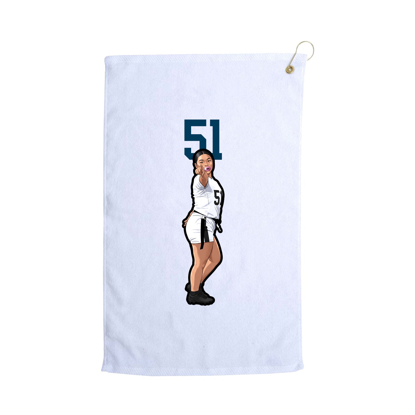 Golf Towel — Number Top in White