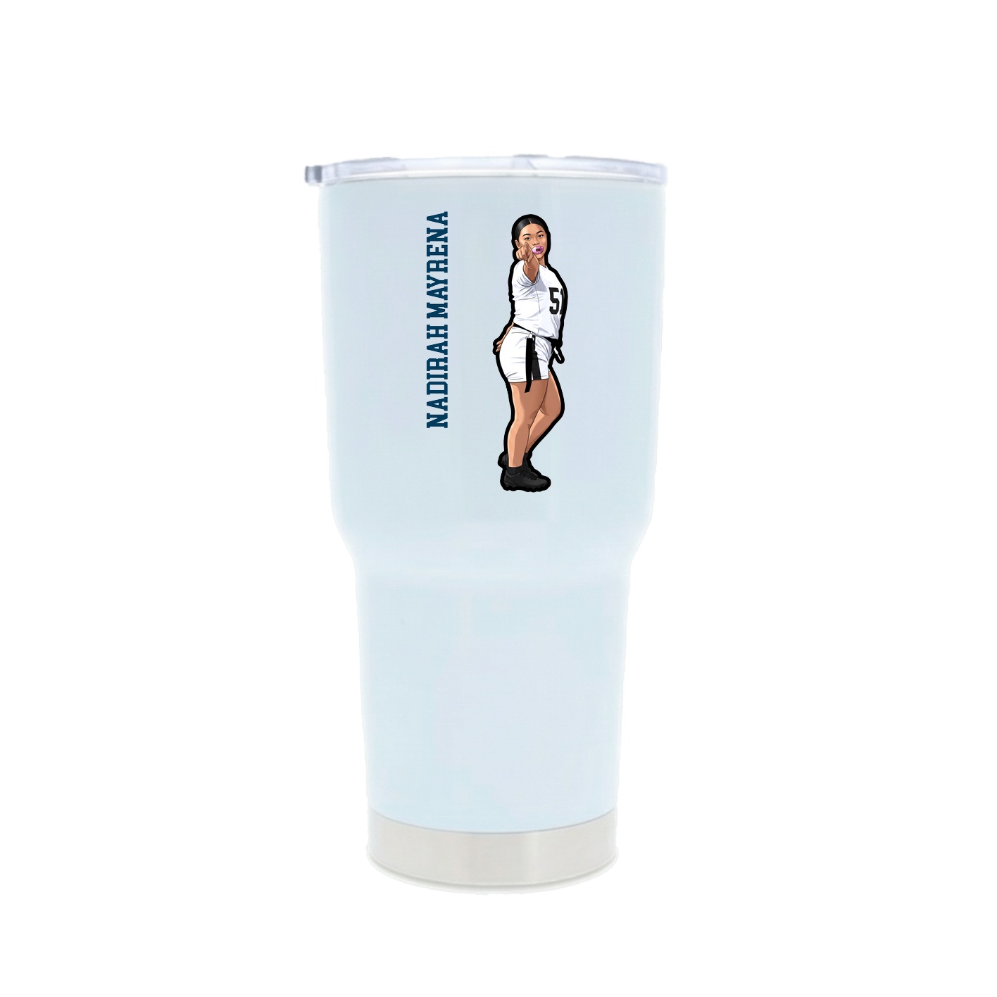 30oz Stainless Steel Tumbler — Name Vertical in White