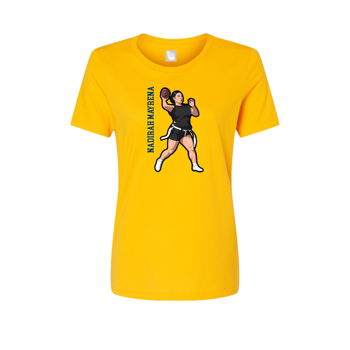 Womens Tee — Name Vertical in Gold