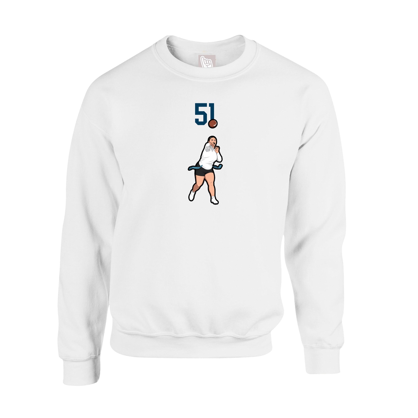 Fleece Crew — Number Top in White