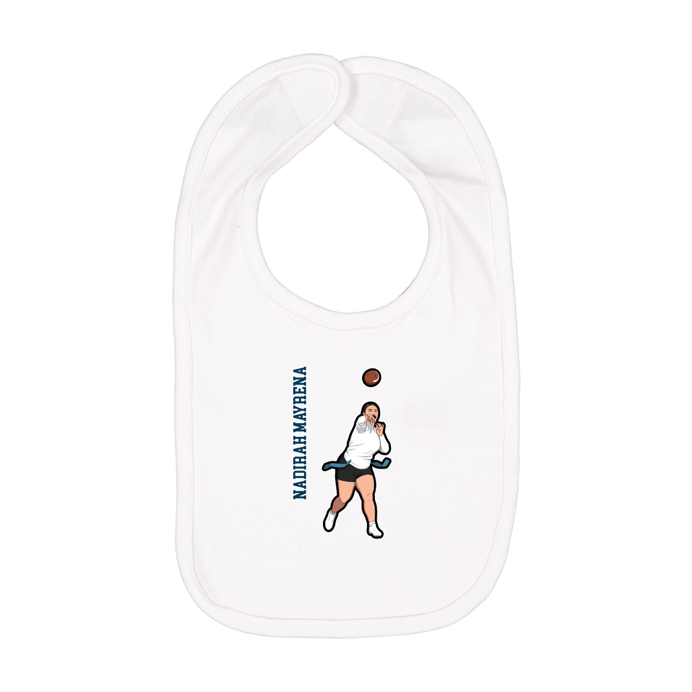 Infant Bib — Name Vertical in White