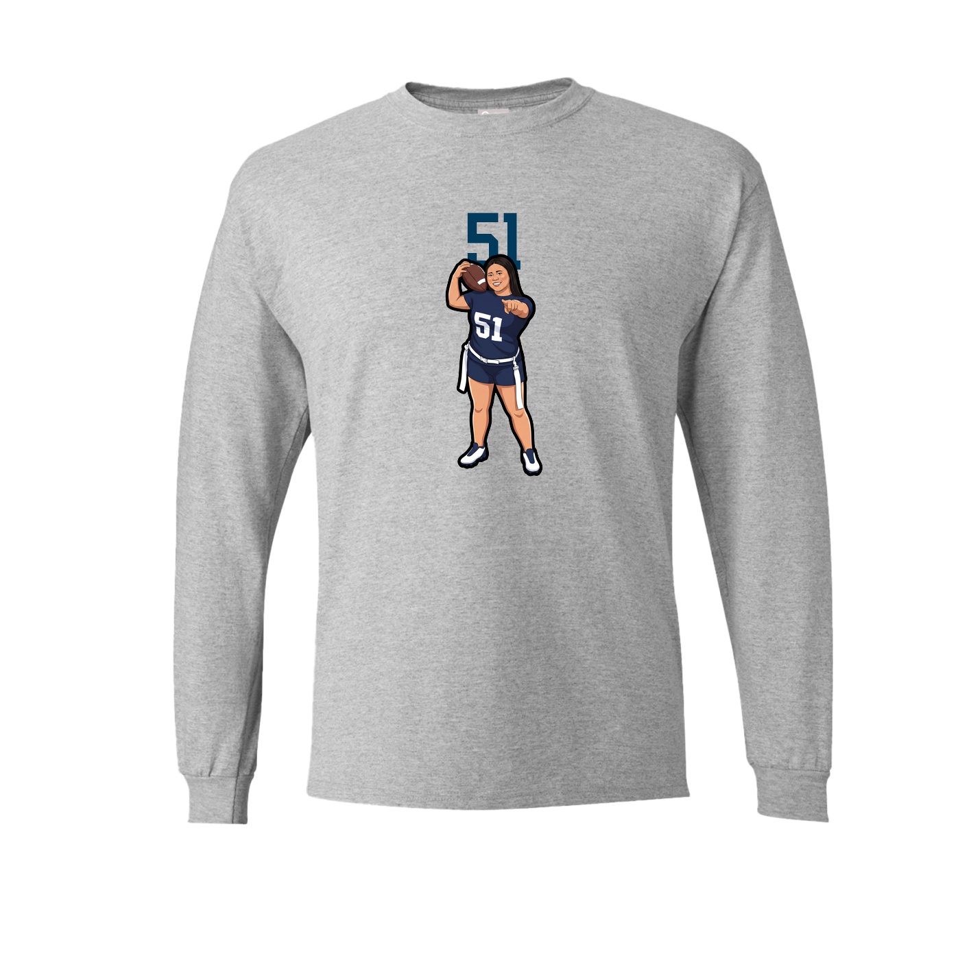 Long Sleeve Tee — Number Top in Grey
