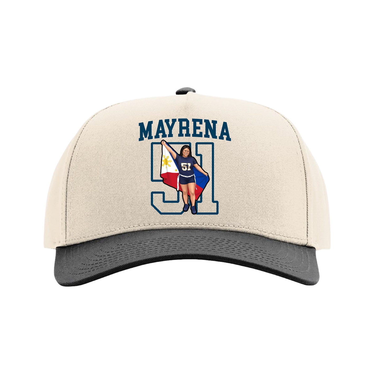 Full Fabric Five-Panel Champ Cap — Shirsey in Cream/Black