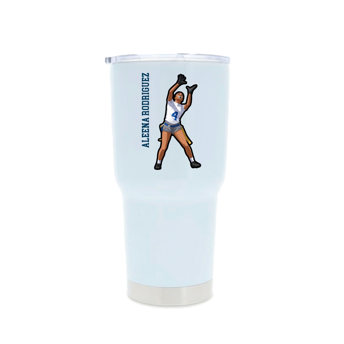 30oz Stainless Steel Tumbler — Name Vertical in White