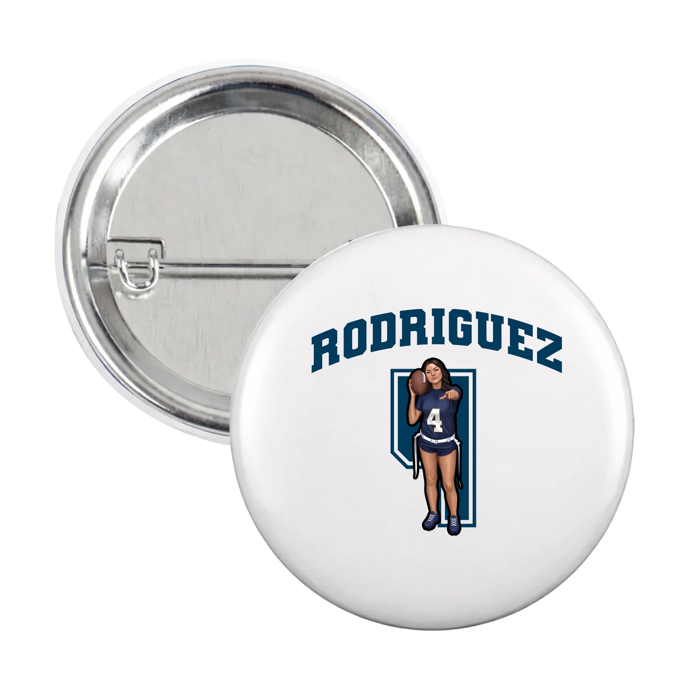 Game Day Button — Number in White