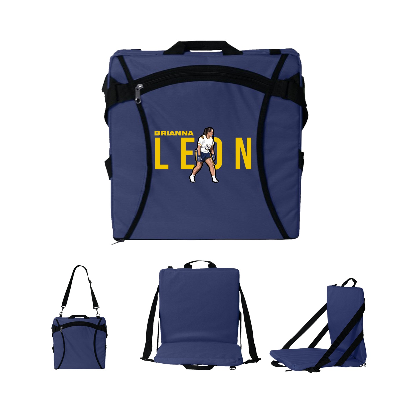 Folding Stadium Seat — Player Name in Navy