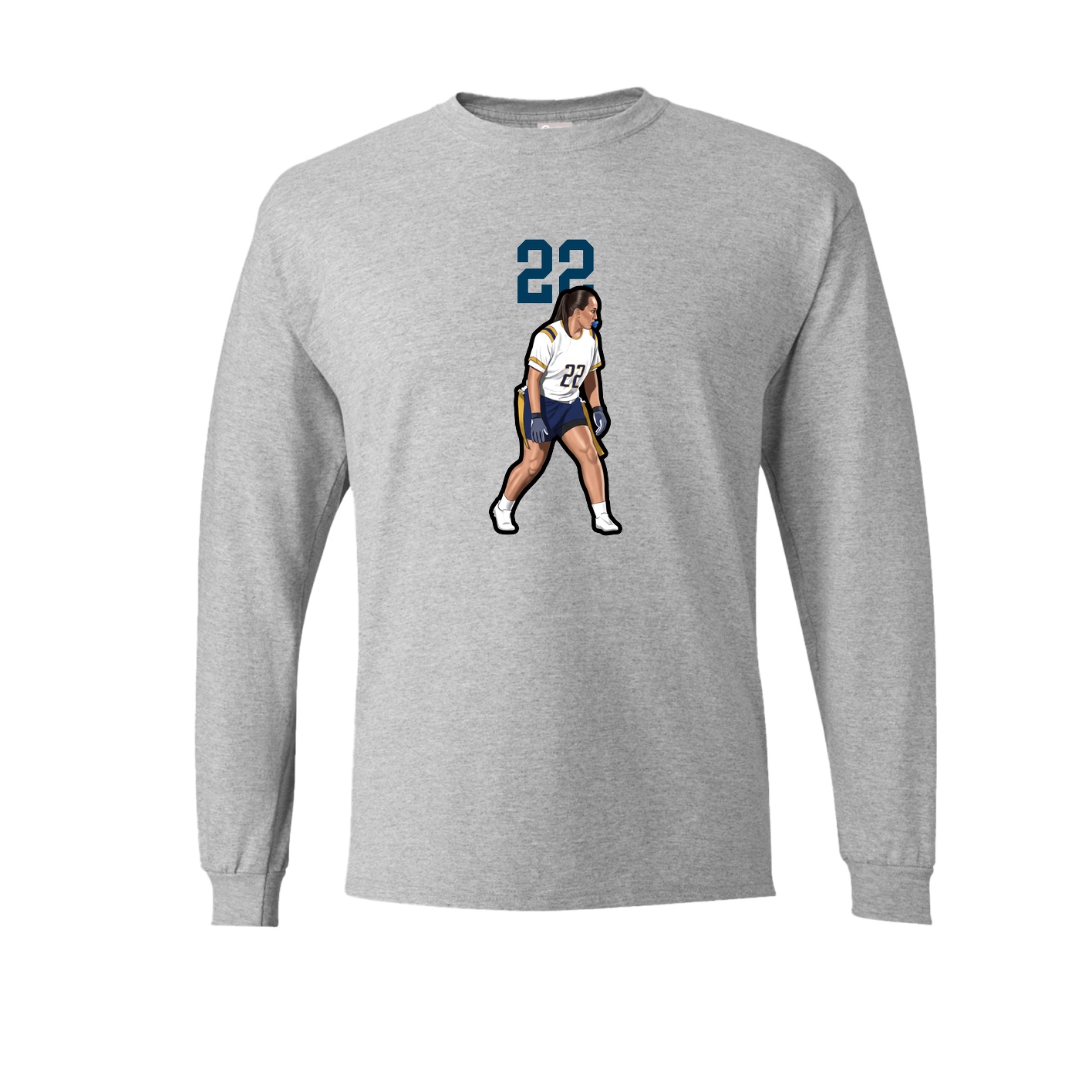 Long Sleeve Tee — Number Top in Grey