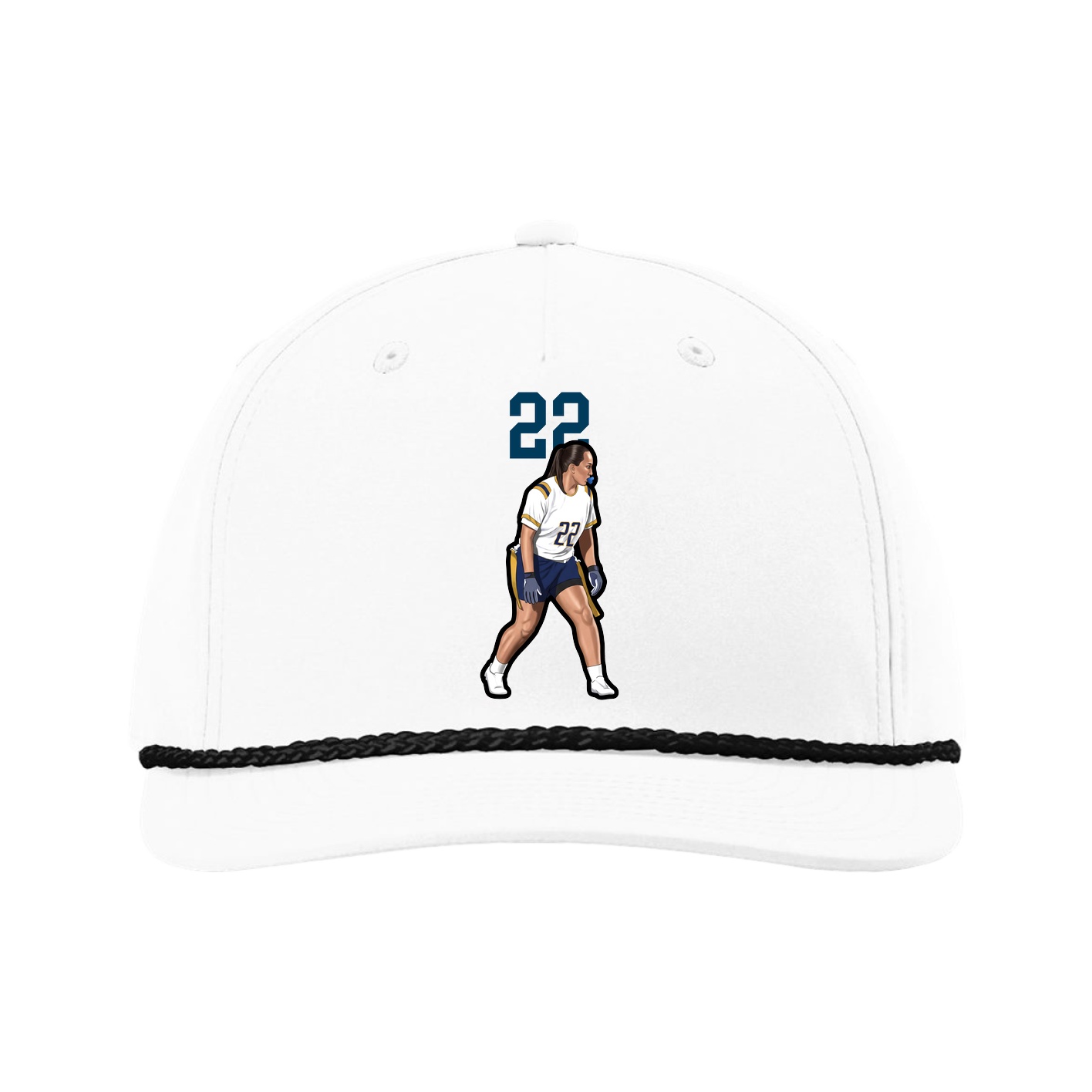 Five-Panel Classic Rope Cap — Number Top in White