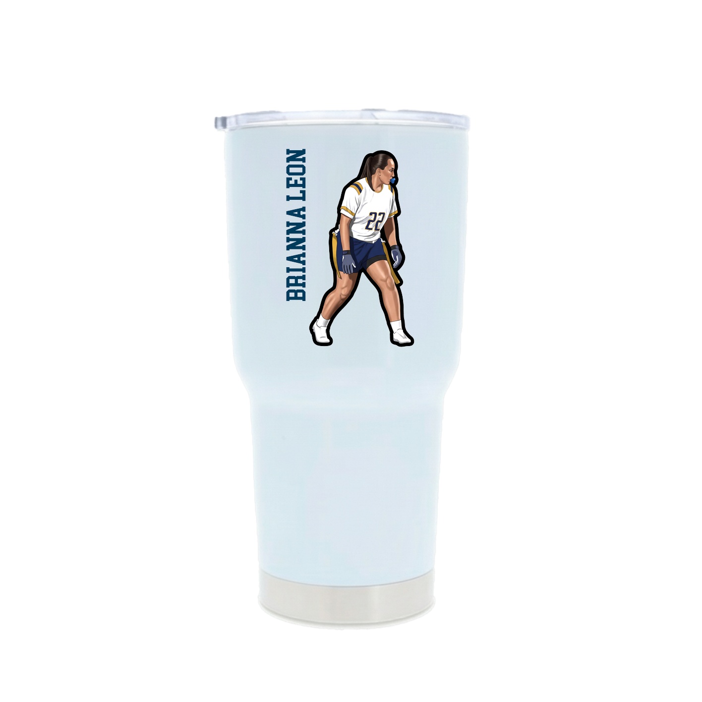 30oz Stainless Steel Tumbler — Name Vertical in White