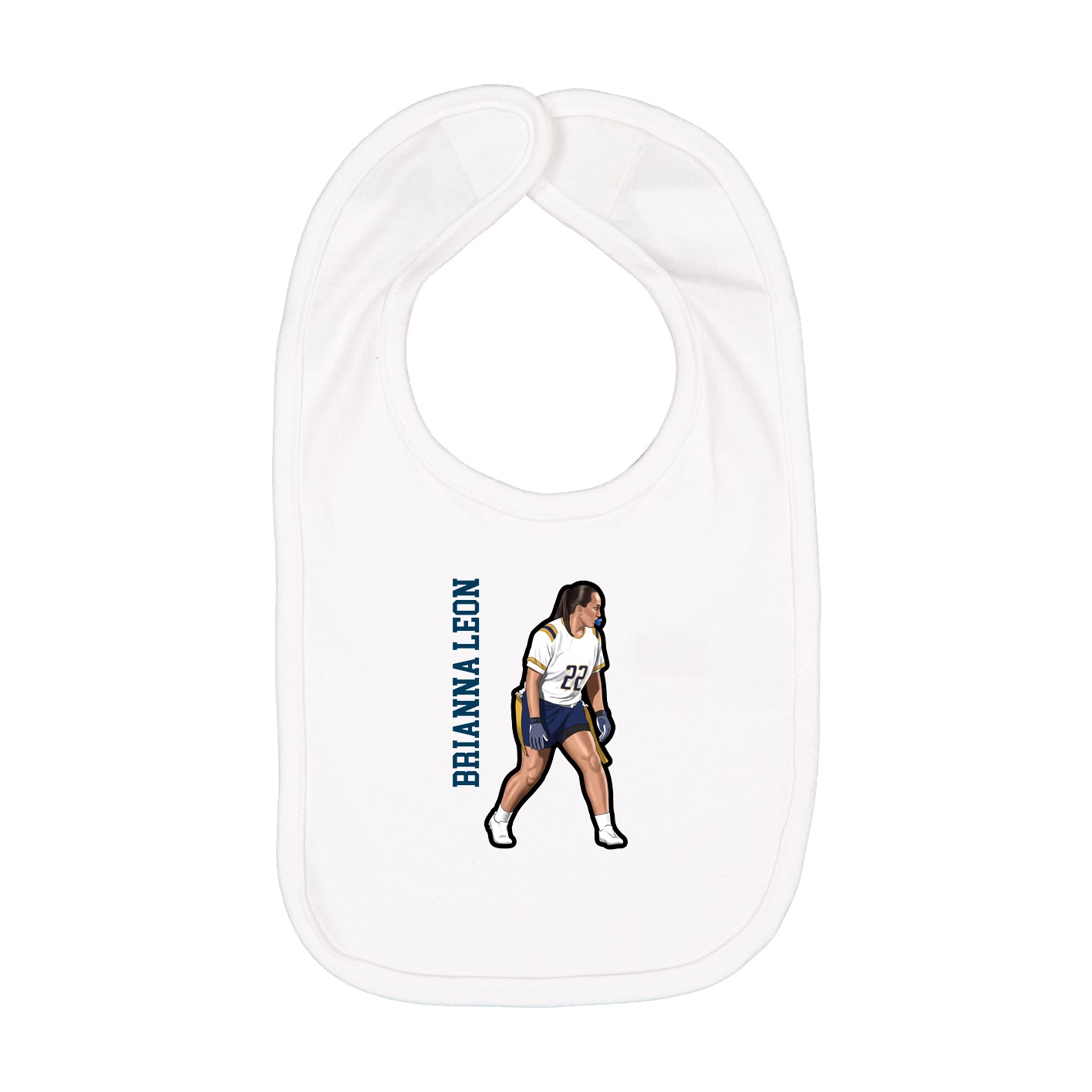 Infant Bib — Name Vertical in White