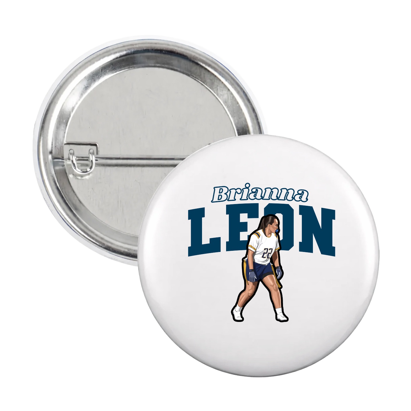 Game Day Button — Name Arch in White