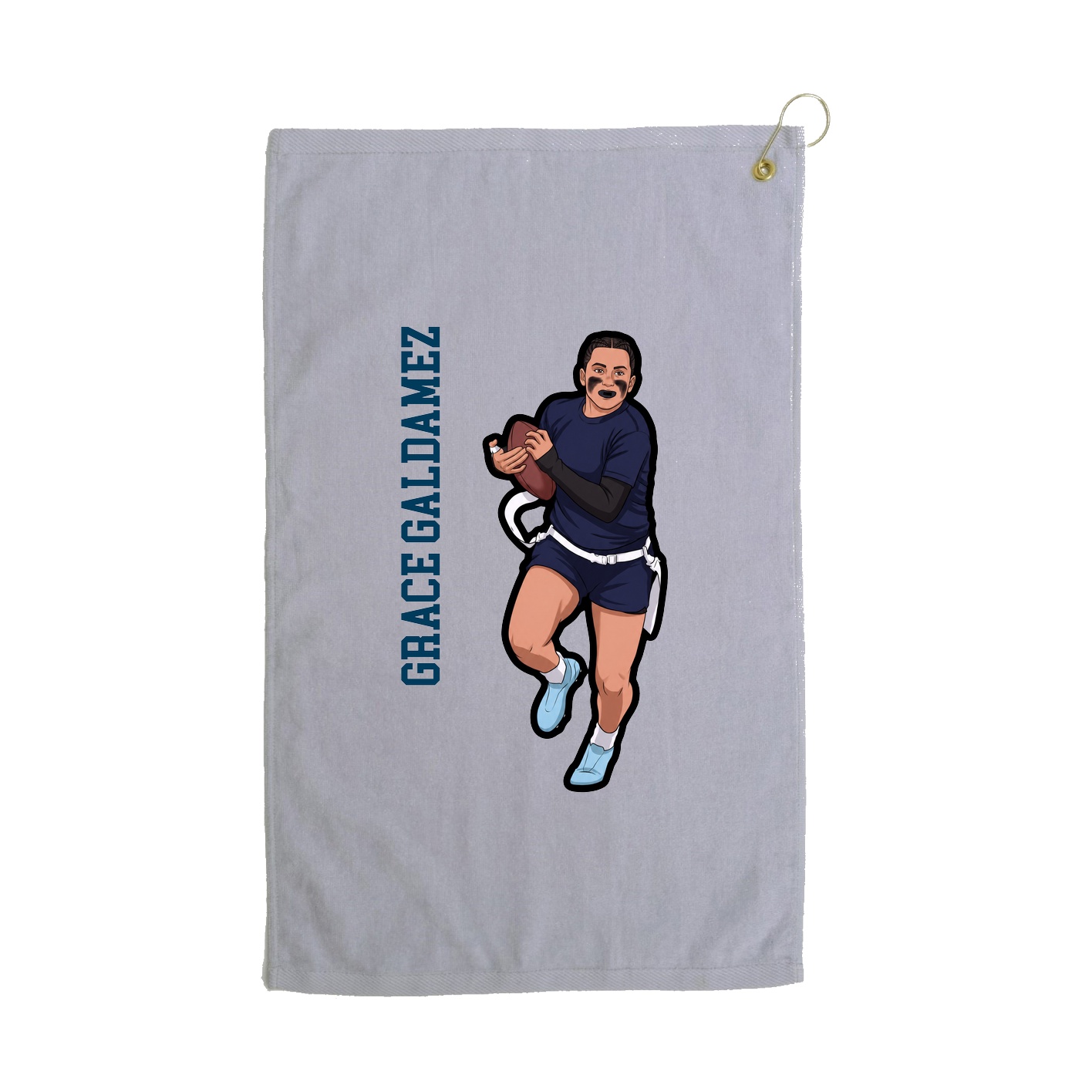 Golf Towel — Name Vertical in Grey