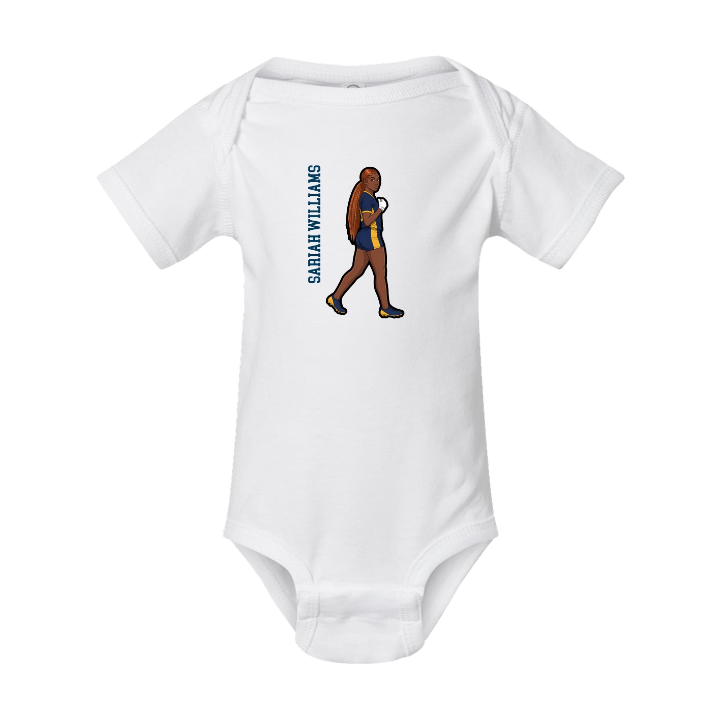 Baby Onesie — Name Vertical in White