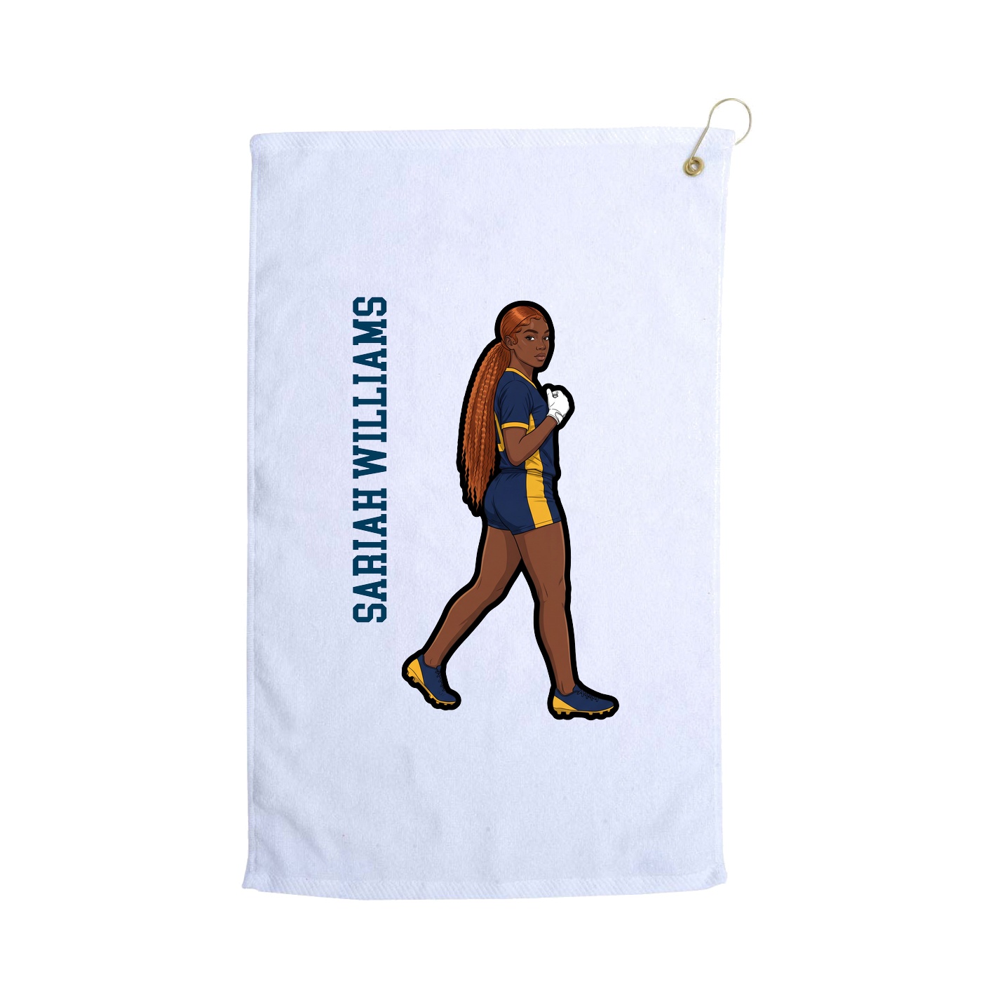 Golf Towel — Name Vertical in White
