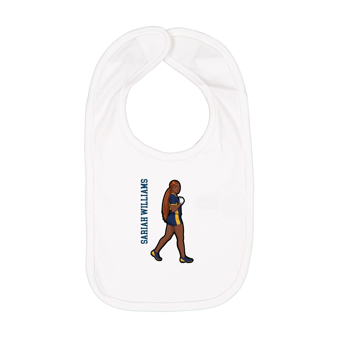 Infant Bib — Name Vertical in White