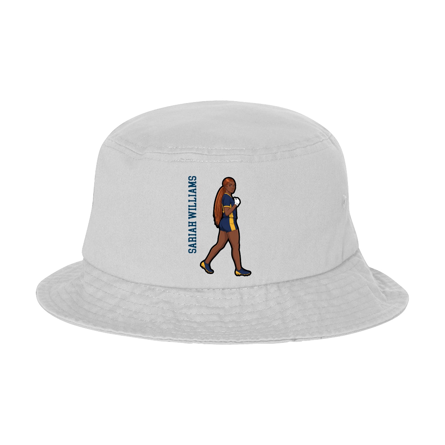 Bucket Cap — Name Vertical in White