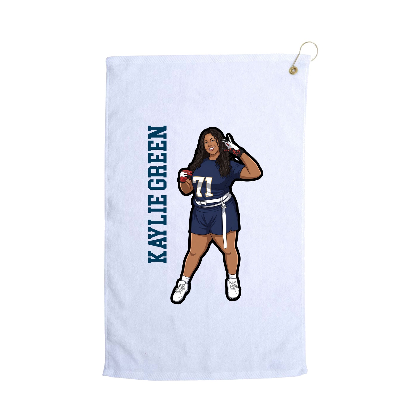 Golf Towel — Name Vertical in White