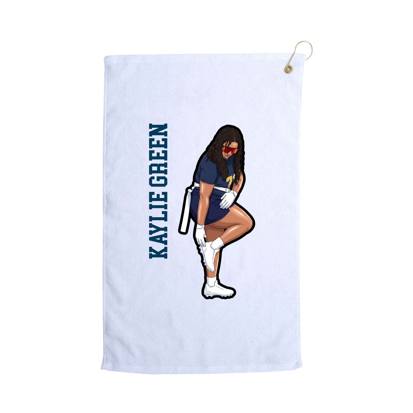 Golf Towel — Name Vertical in White
