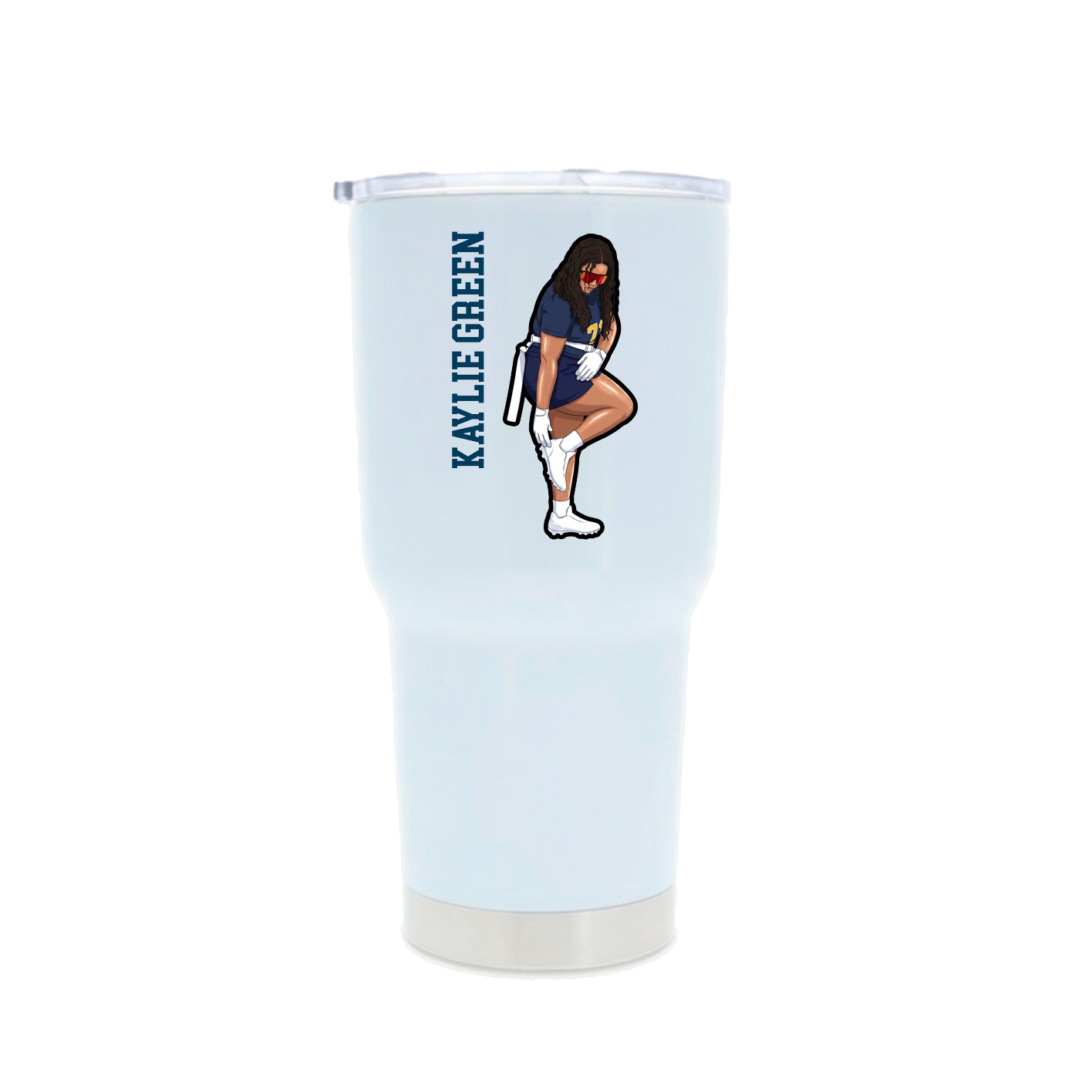 30oz Stainless Steel Tumbler — Name Vertical in White