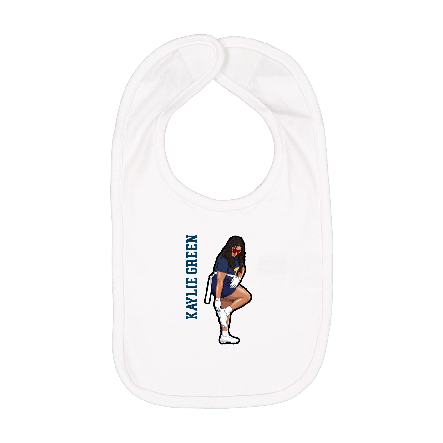 Infant Bib — Name Vertical in White