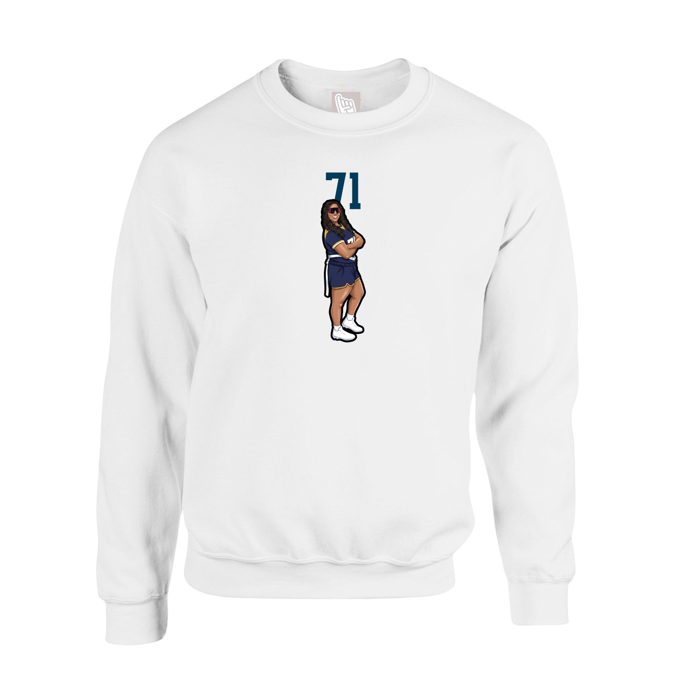 Fleece Crew — Number Top in White