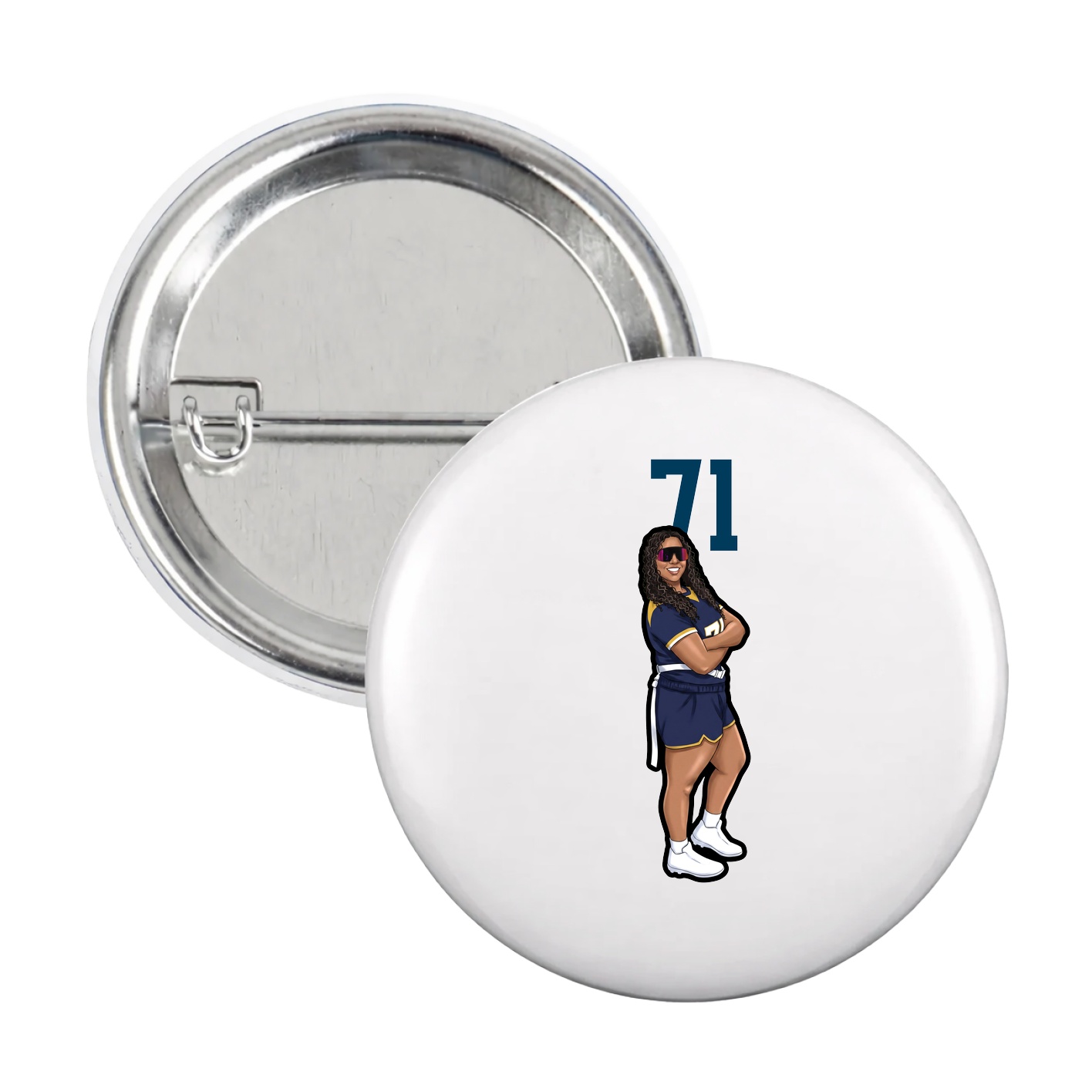 Game Day Button — Number Top in White