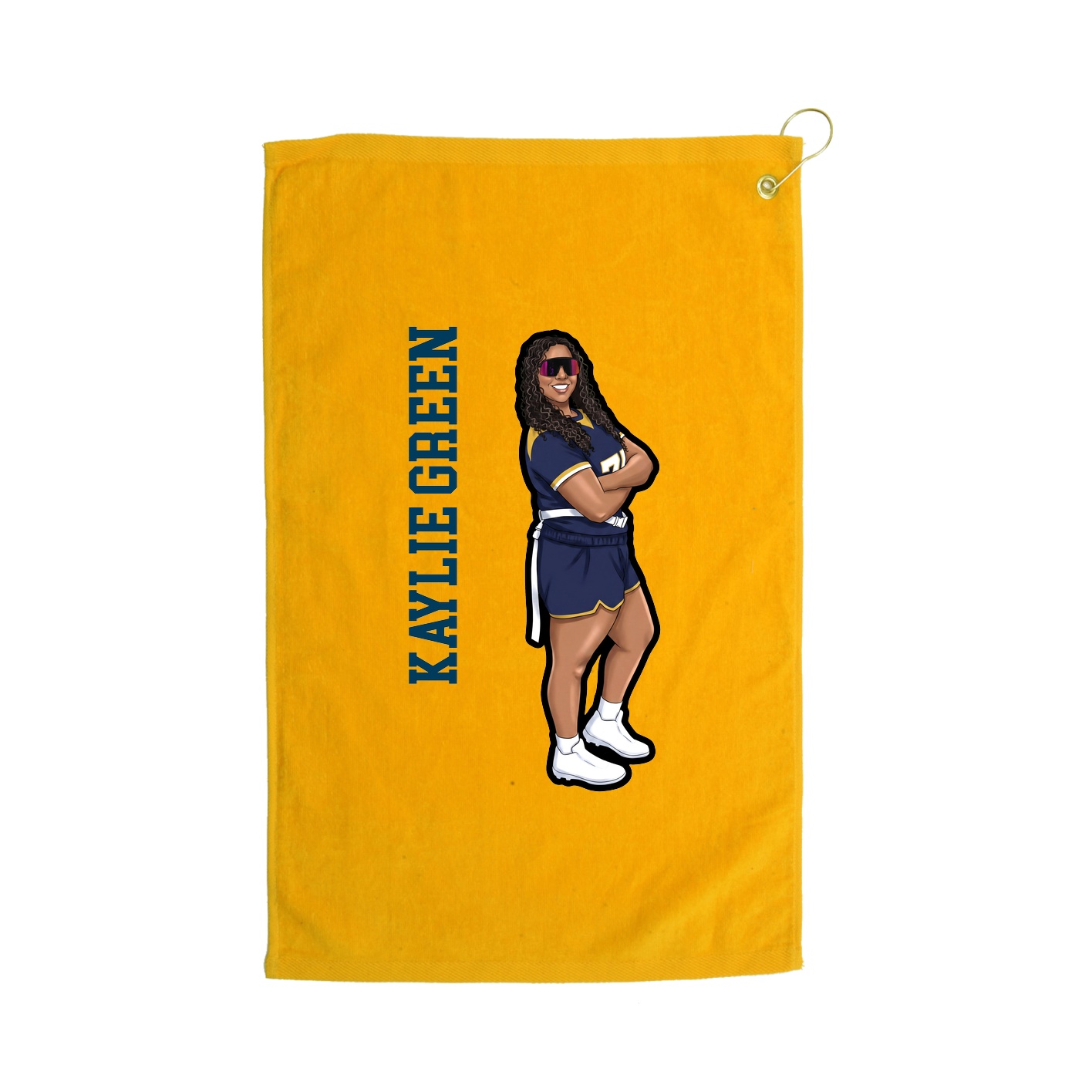 Golf Towel — Name Vertical in Gold