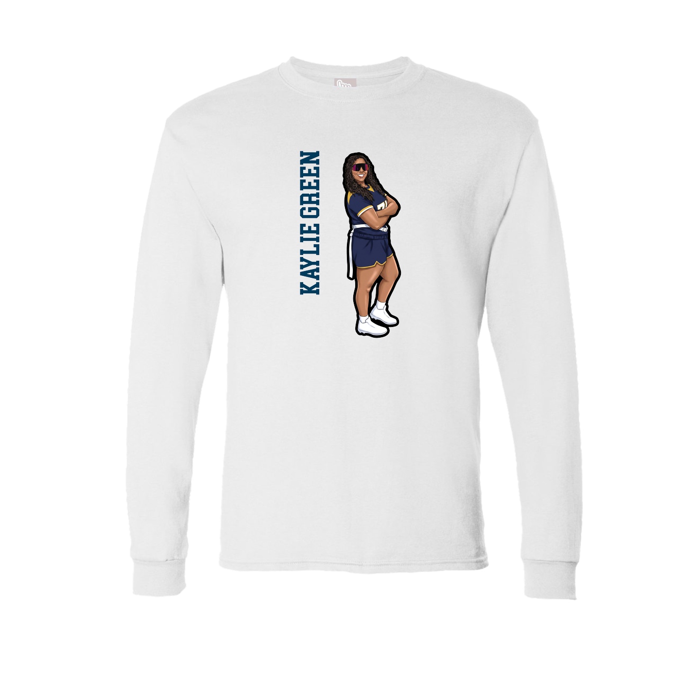 Long Sleeve Tee — Name Vertical in White