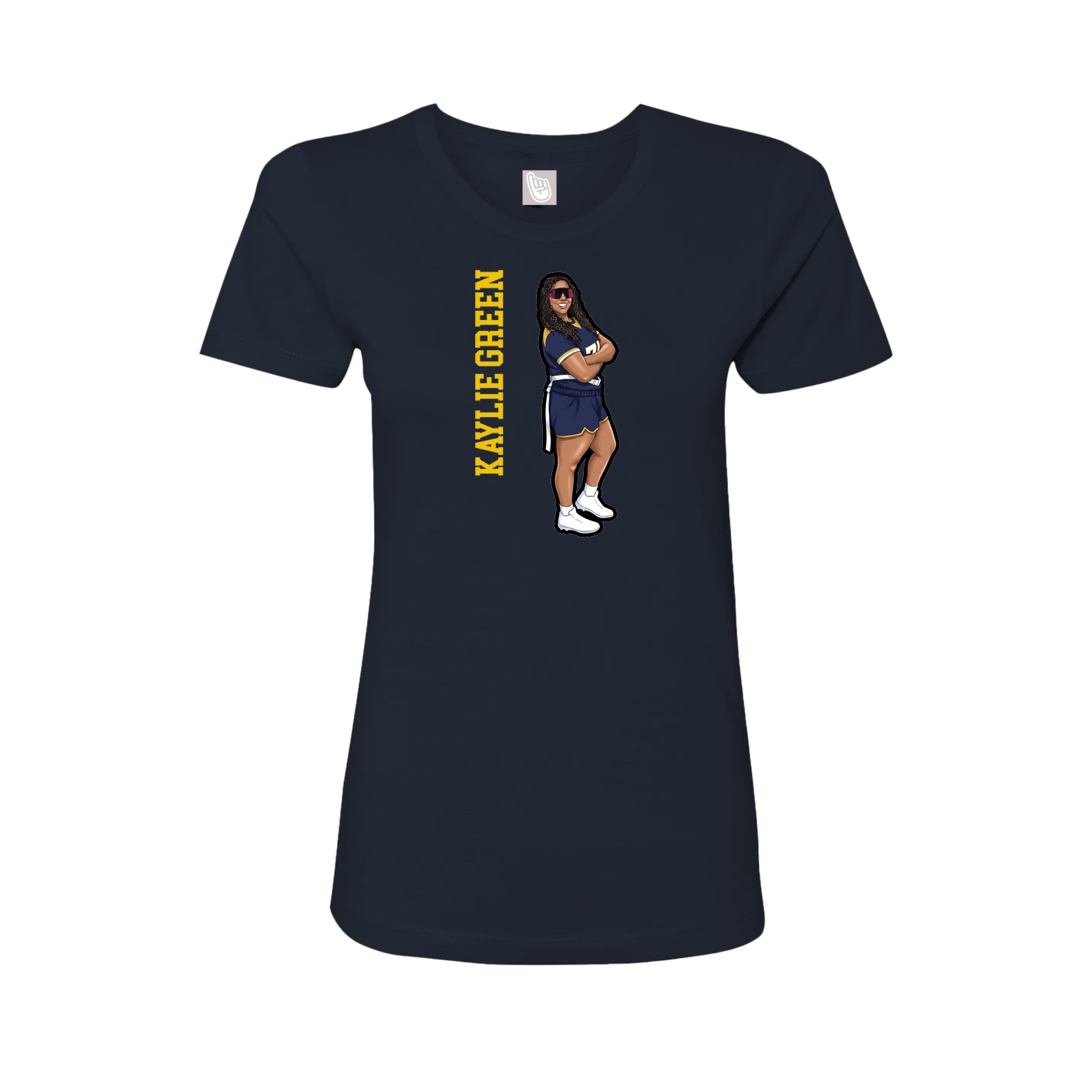 Womens Tee — Name Vertical in Navy