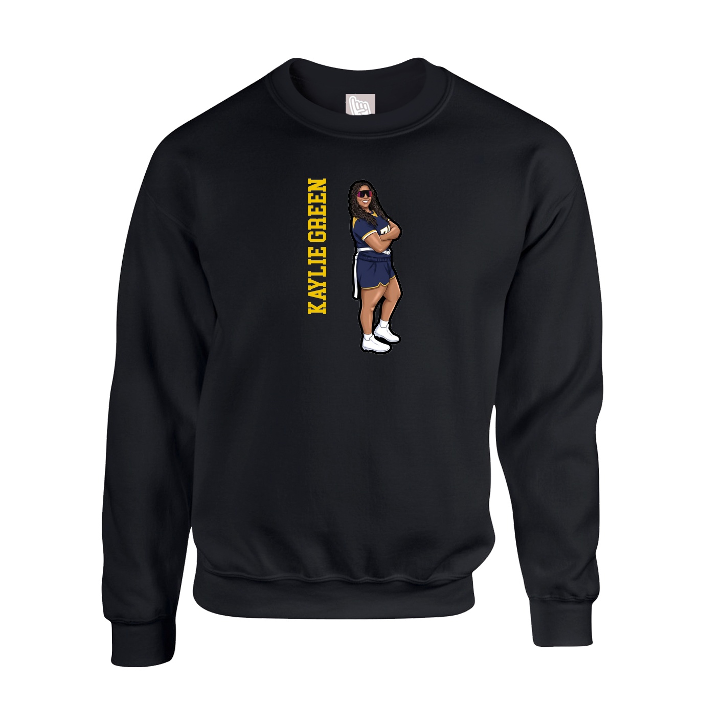 Fleece Crew — Name Vertical in Black