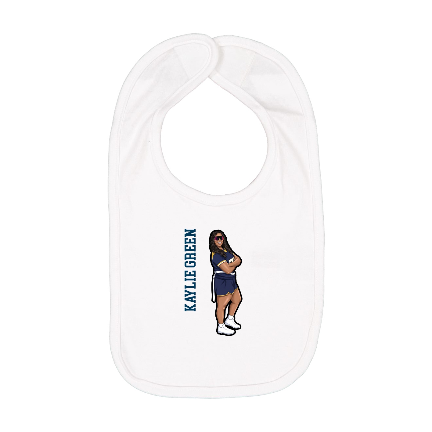 Infant Bib — Name Vertical in White