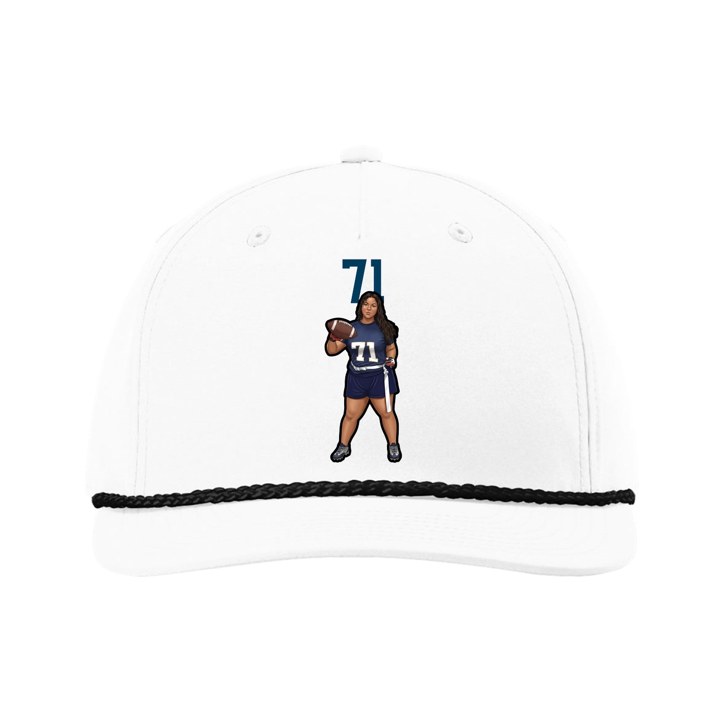 Five-Panel Classic Rope Cap — Number Top in White