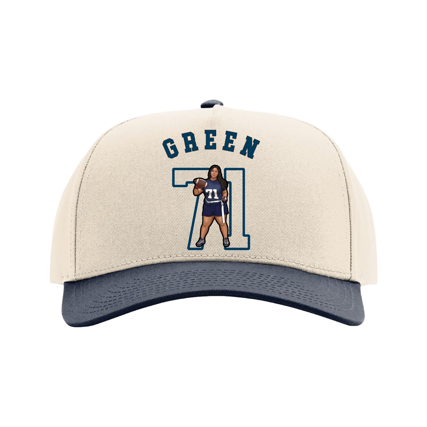 Full Fabric Five-Panel Champ Cap — Shirsey Arch in Cream/Navy
