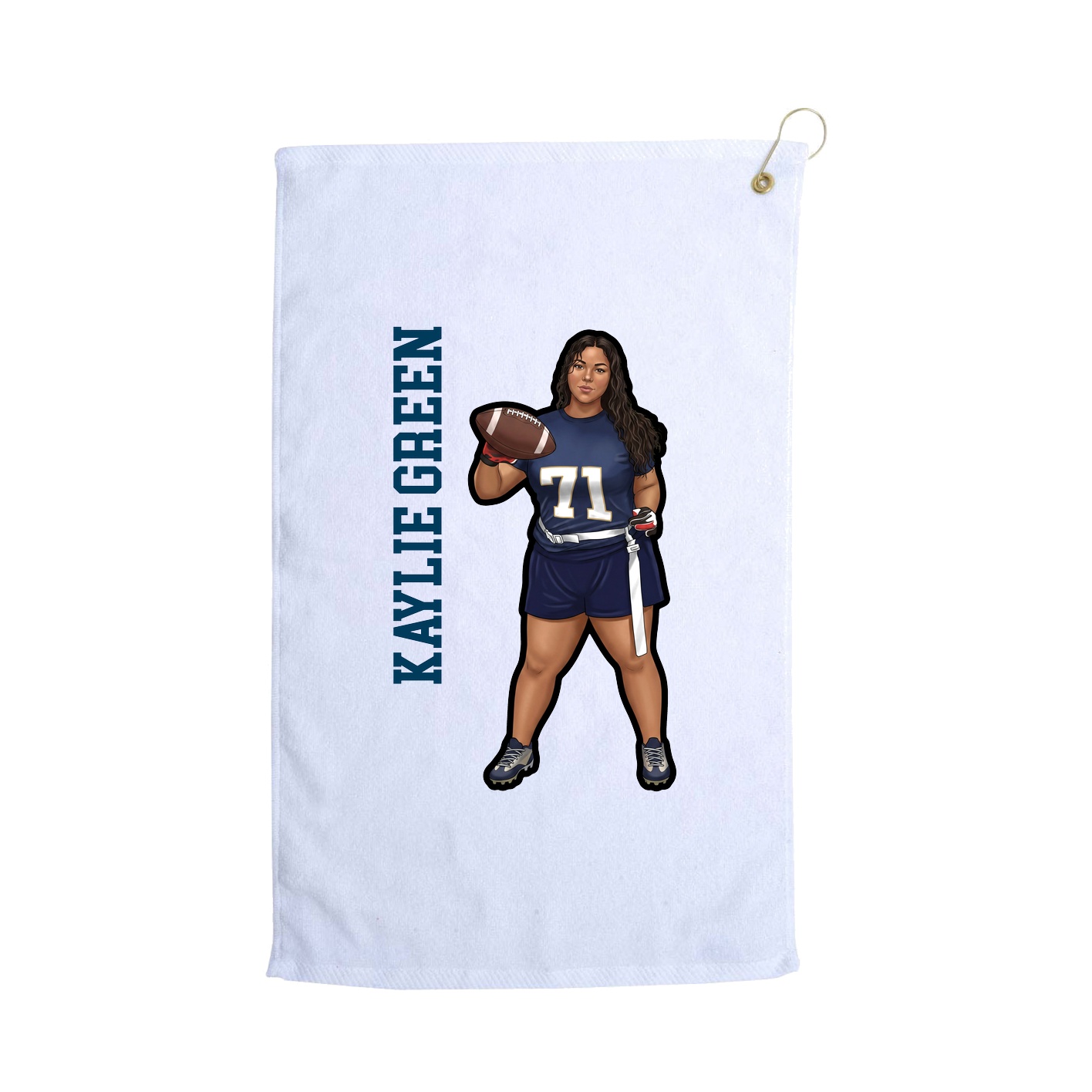 Golf Towel — Name Vertical in White