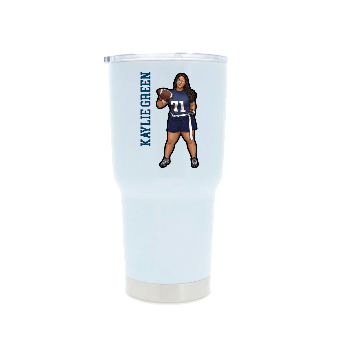 30oz Stainless Steel Tumbler — Name Vertical in White