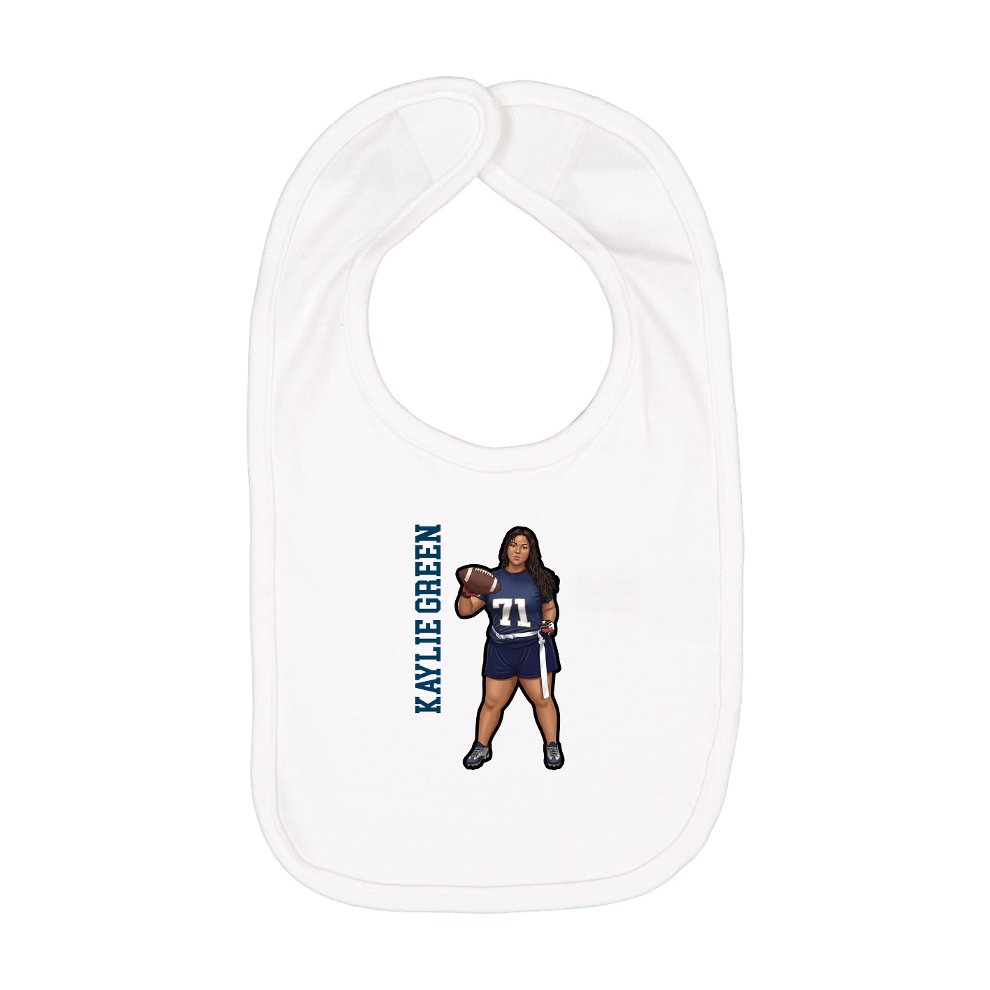 Infant Bib — Name Vertical in White