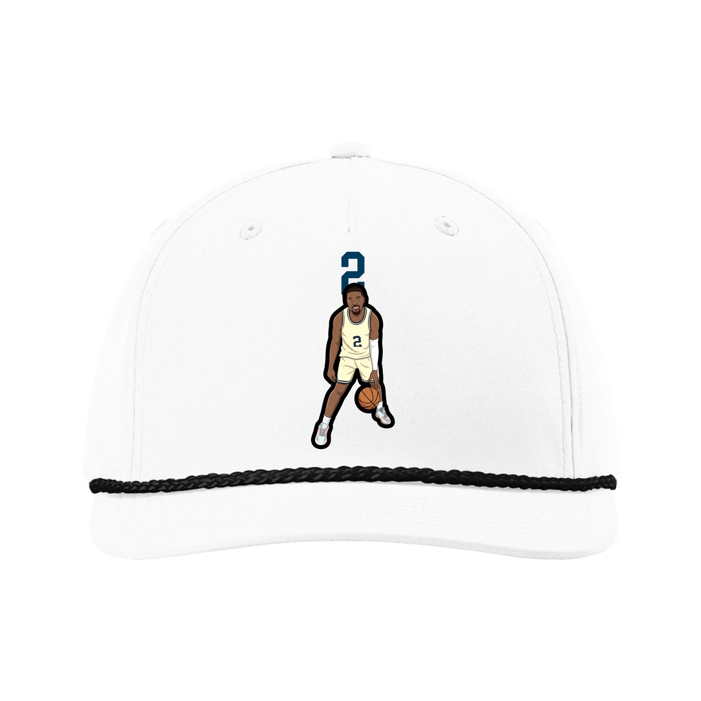 Five-Panel Classic Rope Cap — Number Top in White