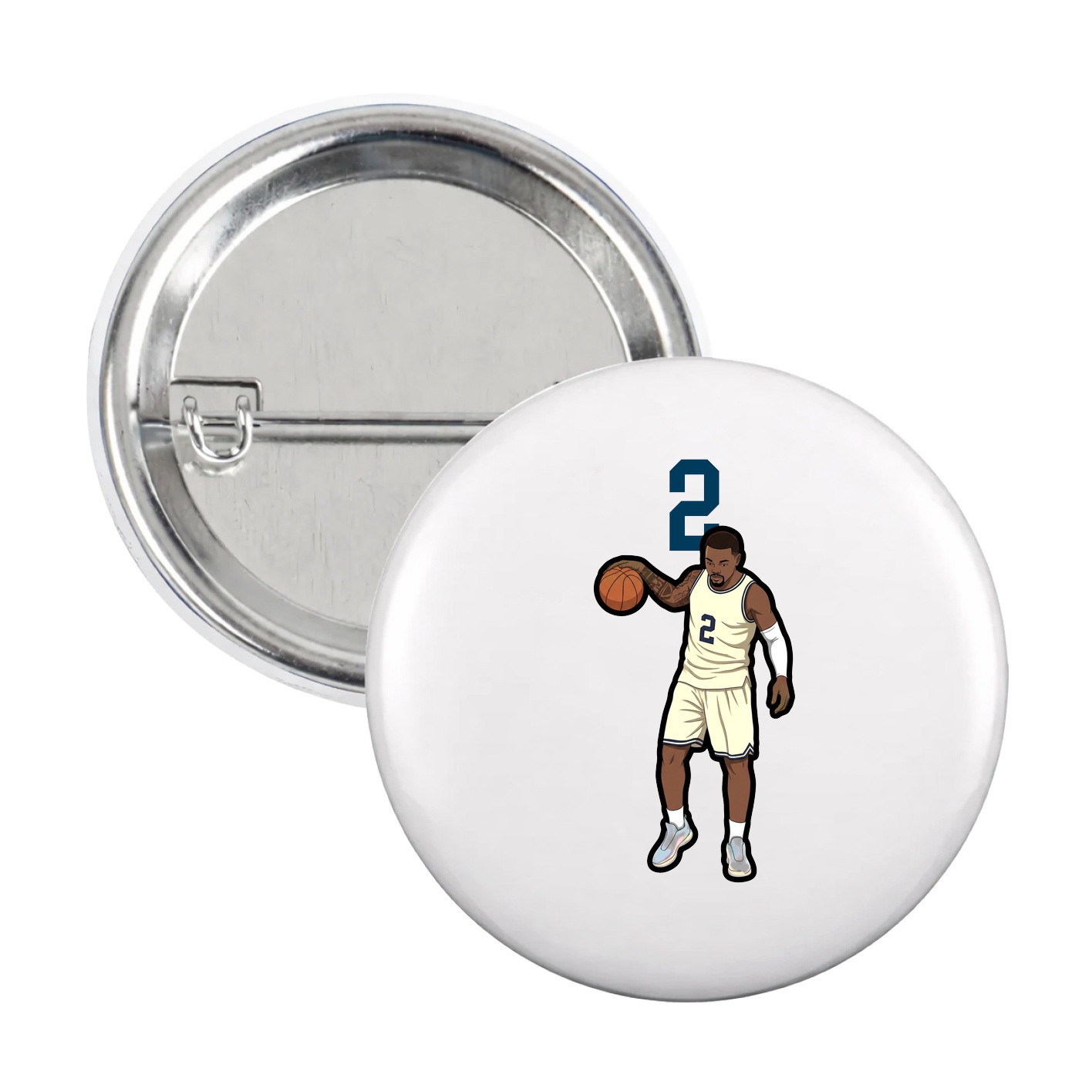 Game Day Button — Number Top in White