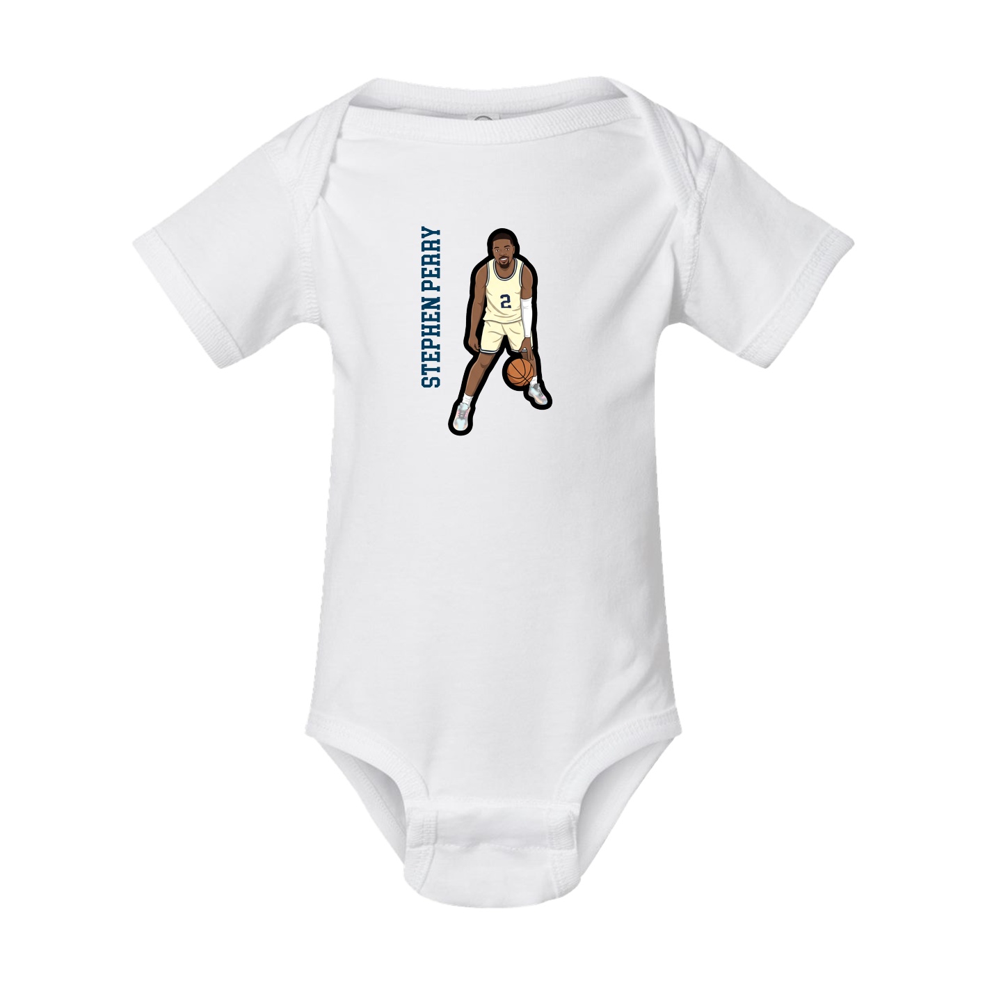 Baby Onesie — Name Vertical in White