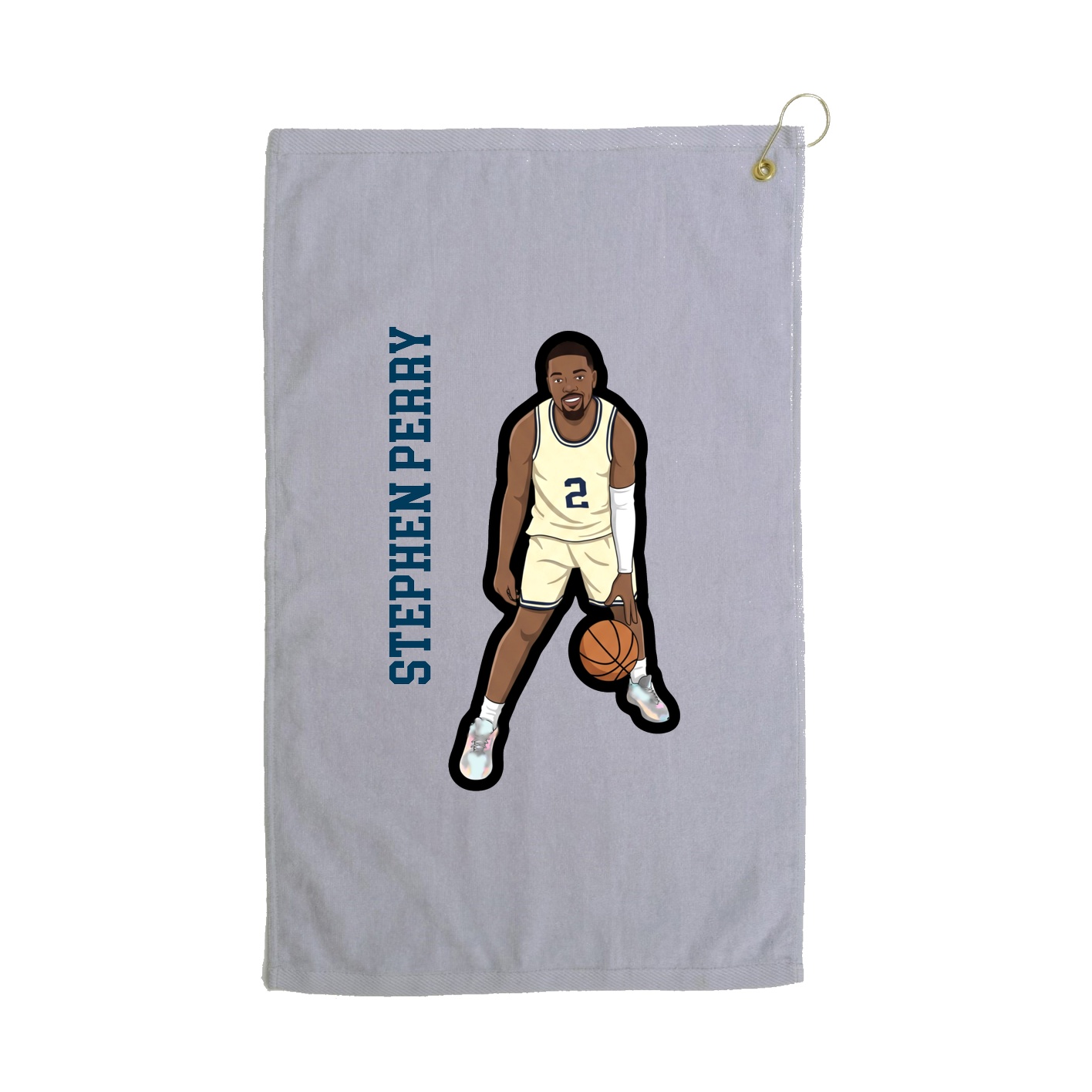 Golf Towel — Name Vertical in Grey