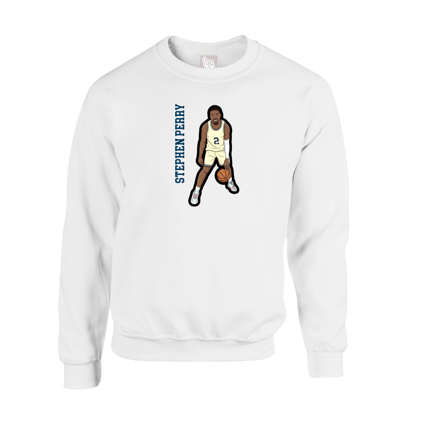 Fleece Crew — Name Vertical in White