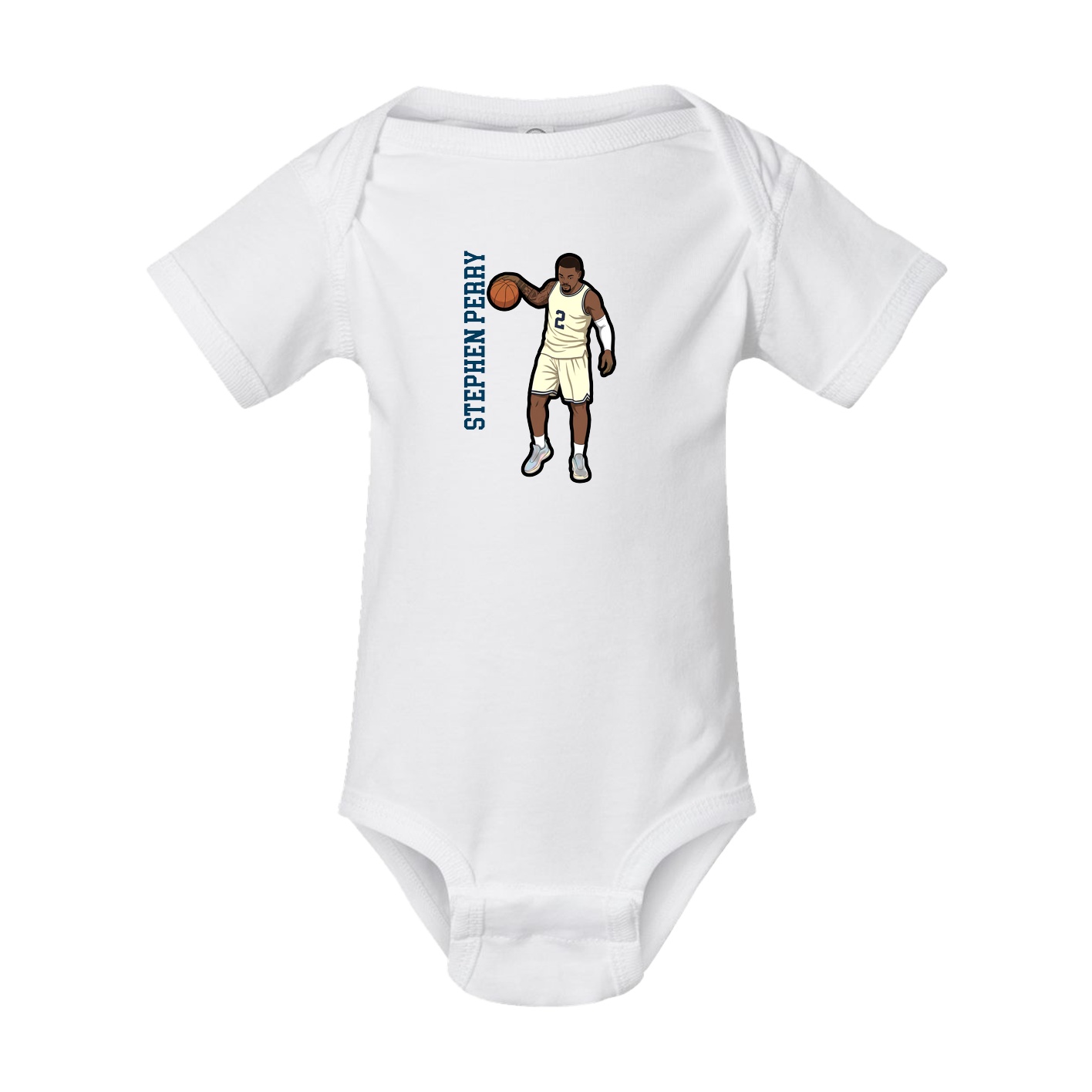 Baby Onesie — Name Vertical in White