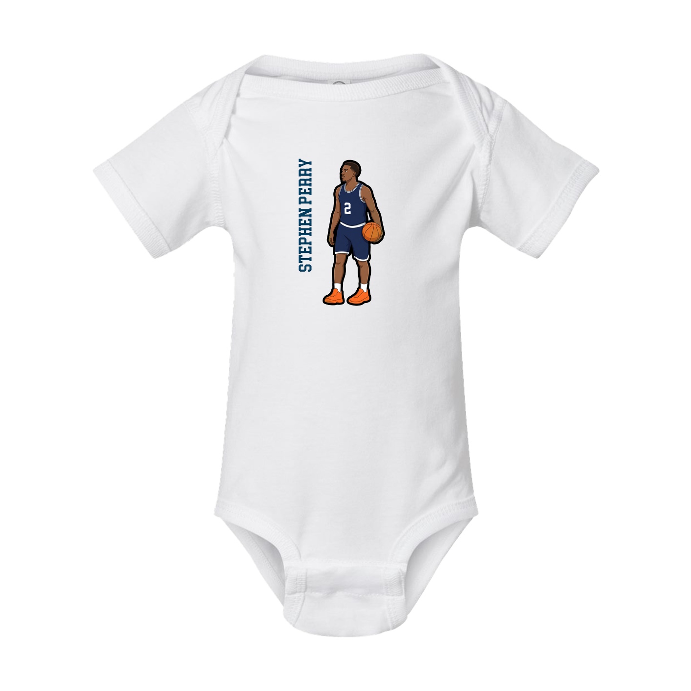 Baby Onesie — Name Vertical in White