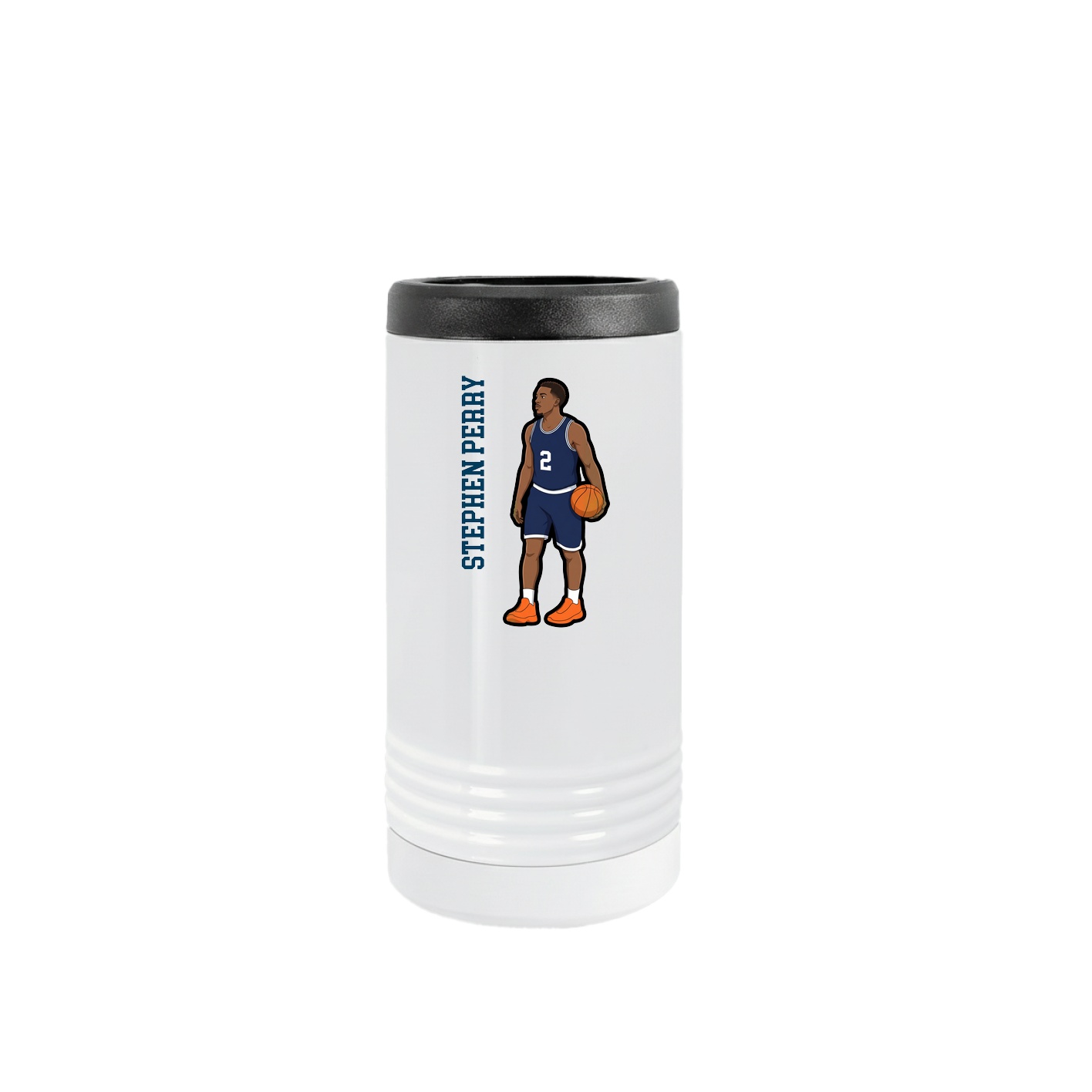 Slim Beverage Holder — Name Vertical in White