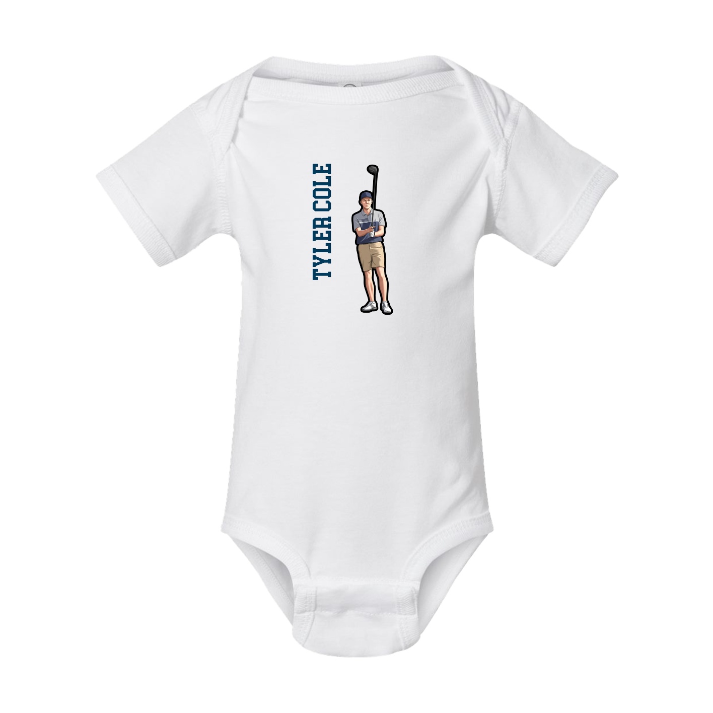 Baby Onesie — Name Vertical in White