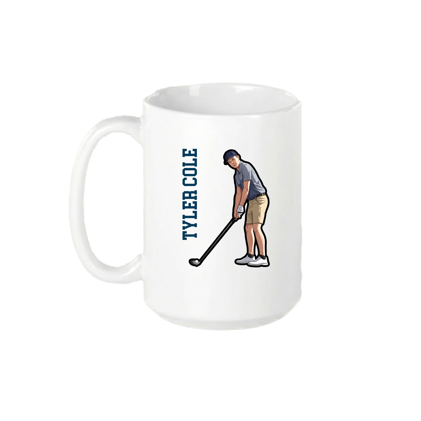 15oz Coffee Mug — Name Vertical in White