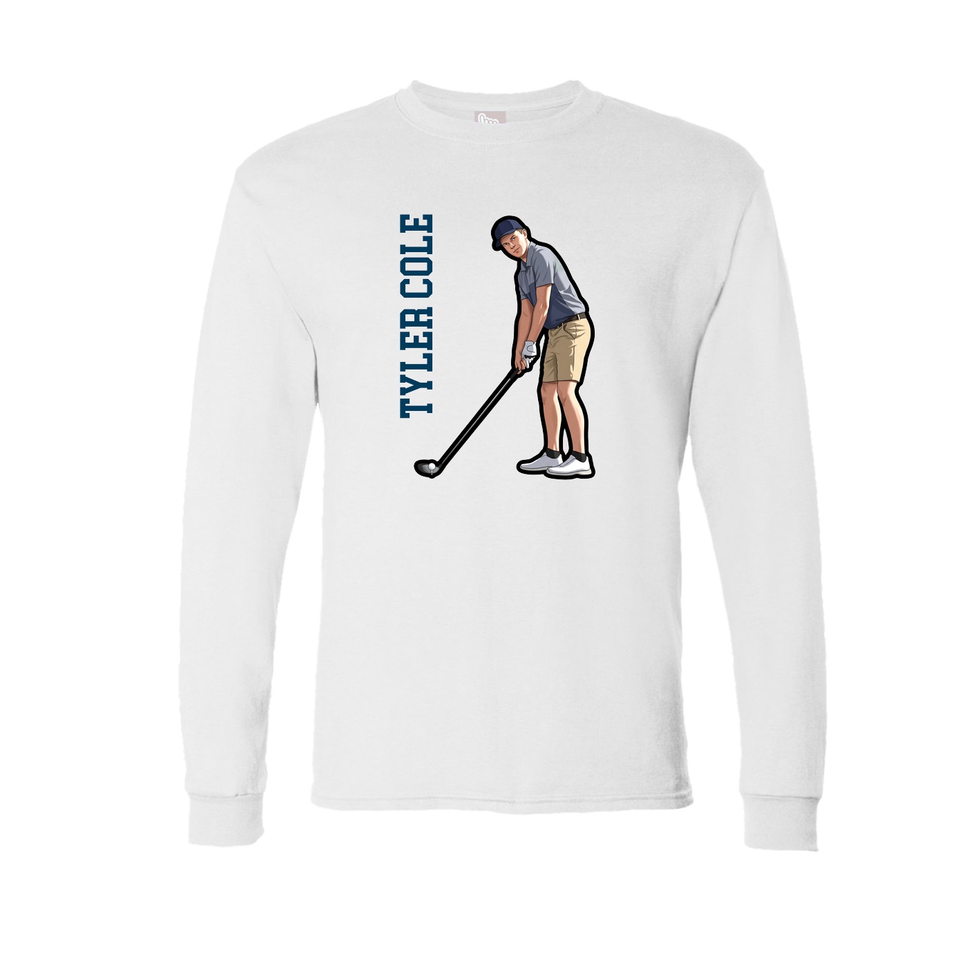 Long Sleeve Tee — Name Vertical in White