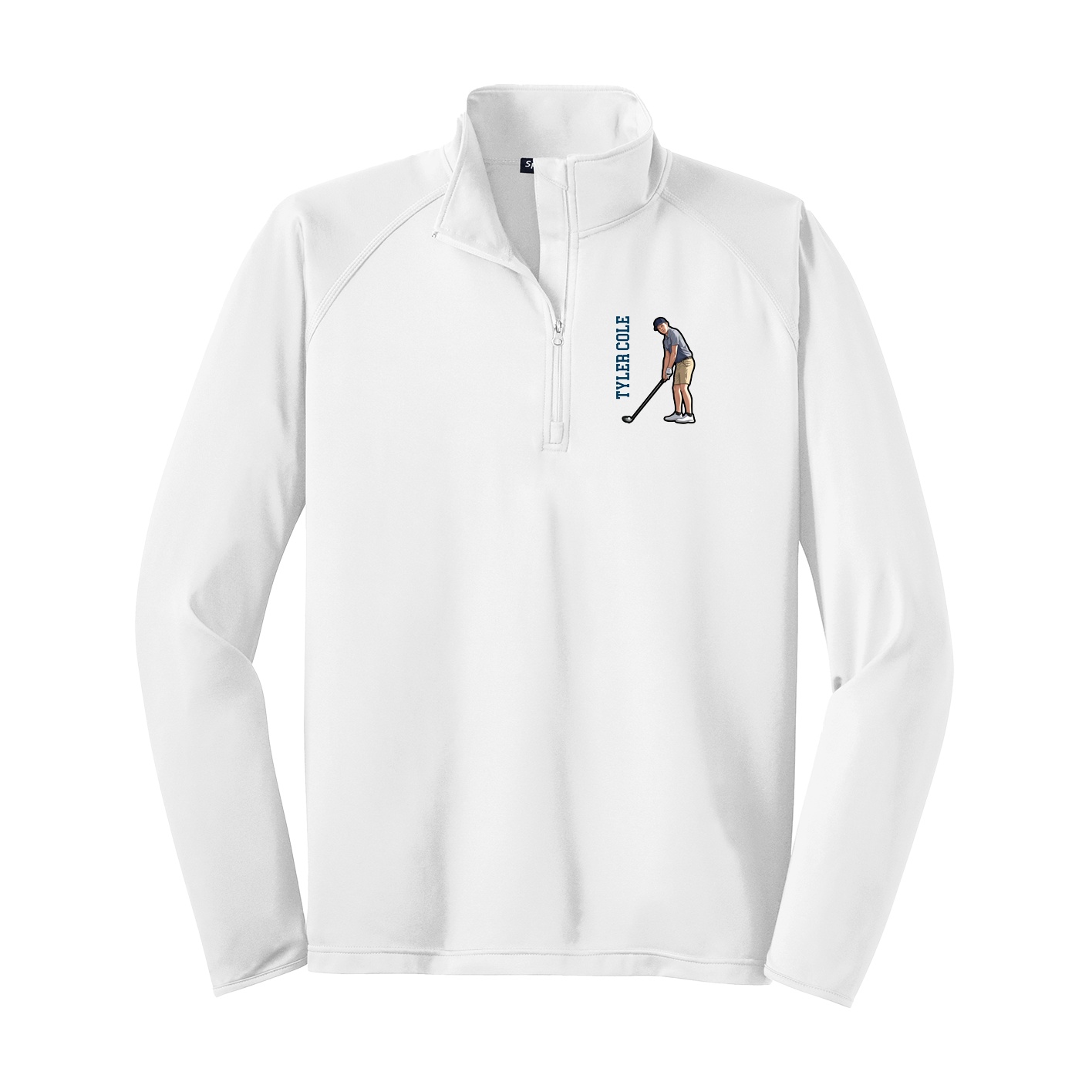 Q-Zip Pullover — Name Vertical in White