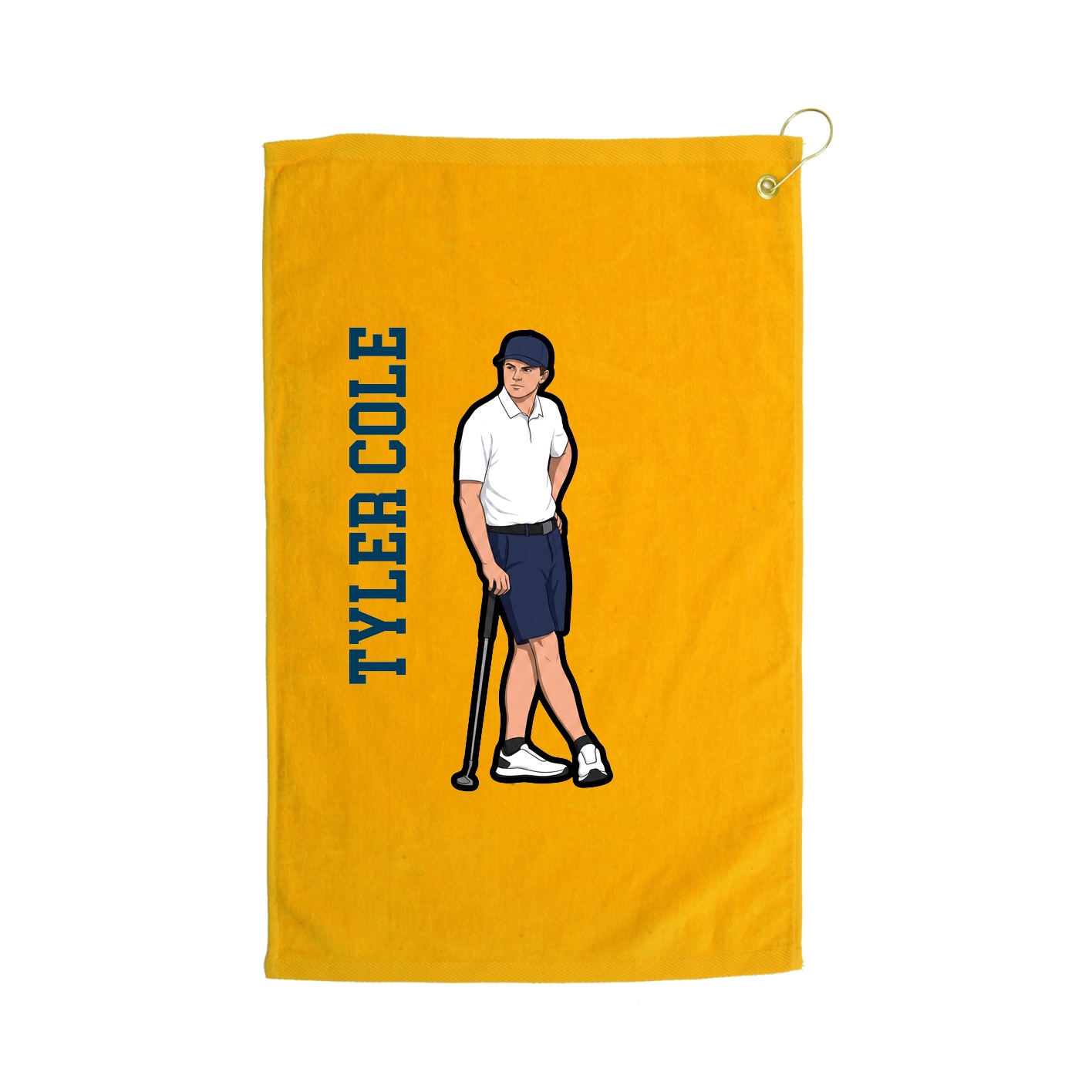 Golf Towel — Name Vertical in Gold