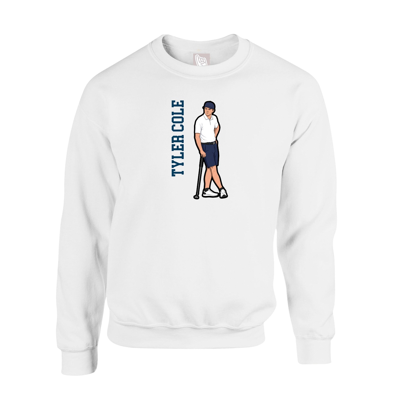 Fleece Crew — Name Vertical in White